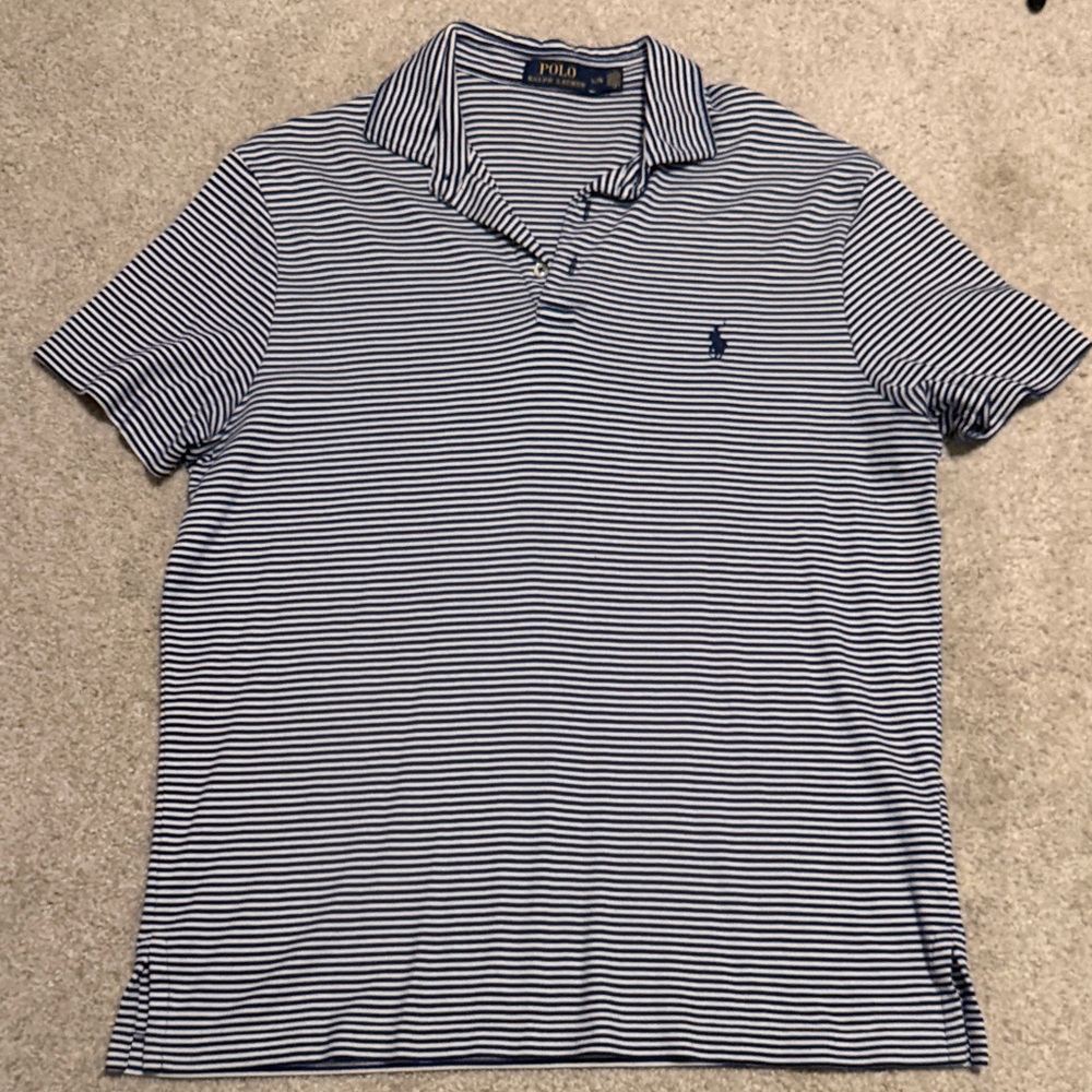 Polo by Ralph Lauren Men's Navy and White Striped Polo